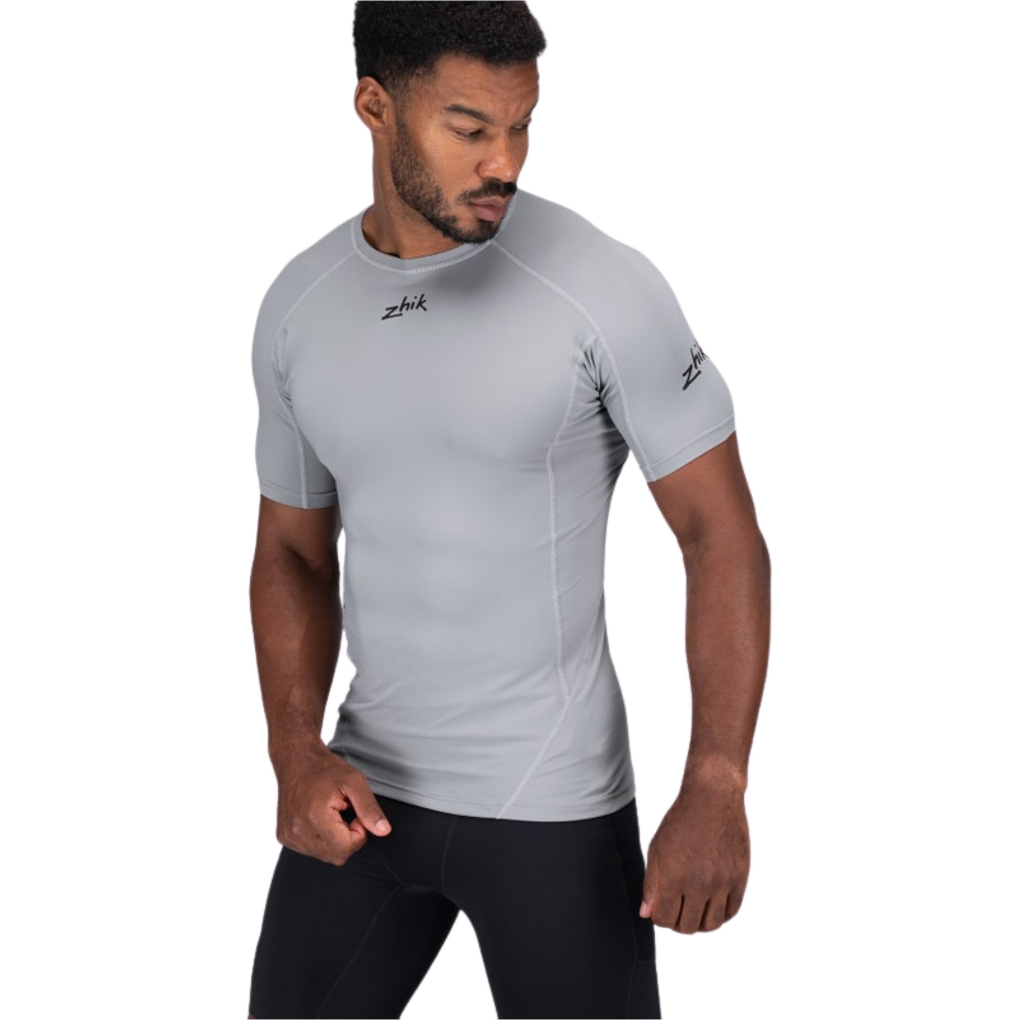2026 Zhik Da Uomo Eco Spandex LT Short Sleeve Baselayer Top DTP-0167-M-PLT - Platinum